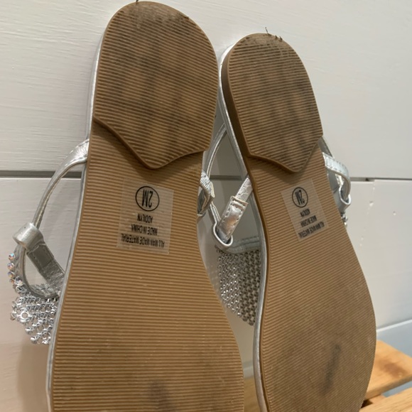 Silver sandals with fun jewel embellishment. - Picture 6 of 6